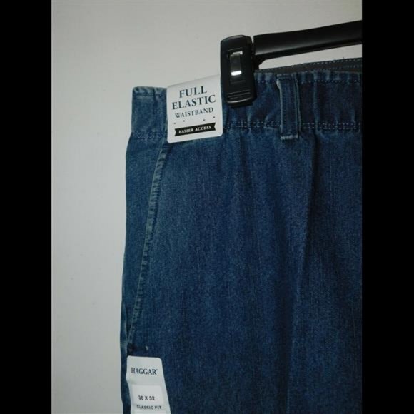 Haggar Men's Stretch Denim Jean Flat Front Pants Classic Fit Sz 36x32 NWT - Picture 3 of 4
